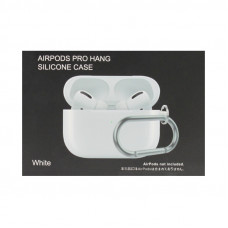 Чехол силикон AirPods Pro с карабином белый
