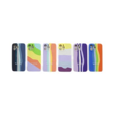 Чехол накладка Silicone Case (без лого) iPhone 13 Pro Max радужный оптом по низким ценам!
