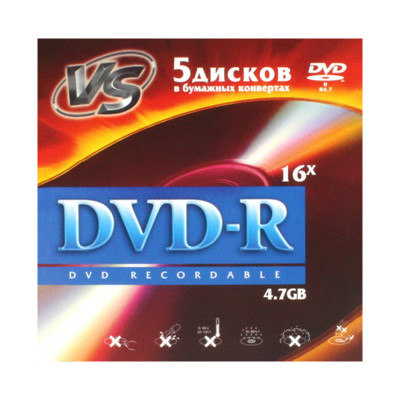Диск DVD-R в конверте 5шт (цена за 5шт) VS оптом по низким ценам!