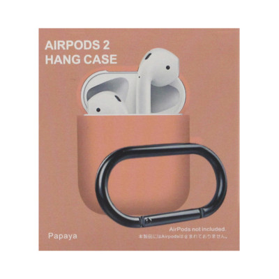 Чехол силикон AirPods 2 с карабином персиковый оптом по низким ценам!